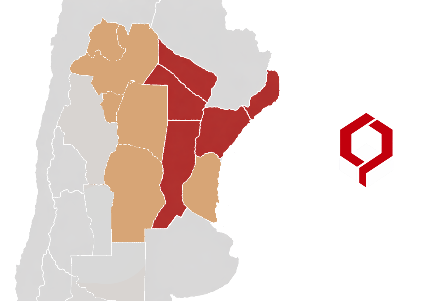 Mapa de alcance logístico de Abernor en el NEA